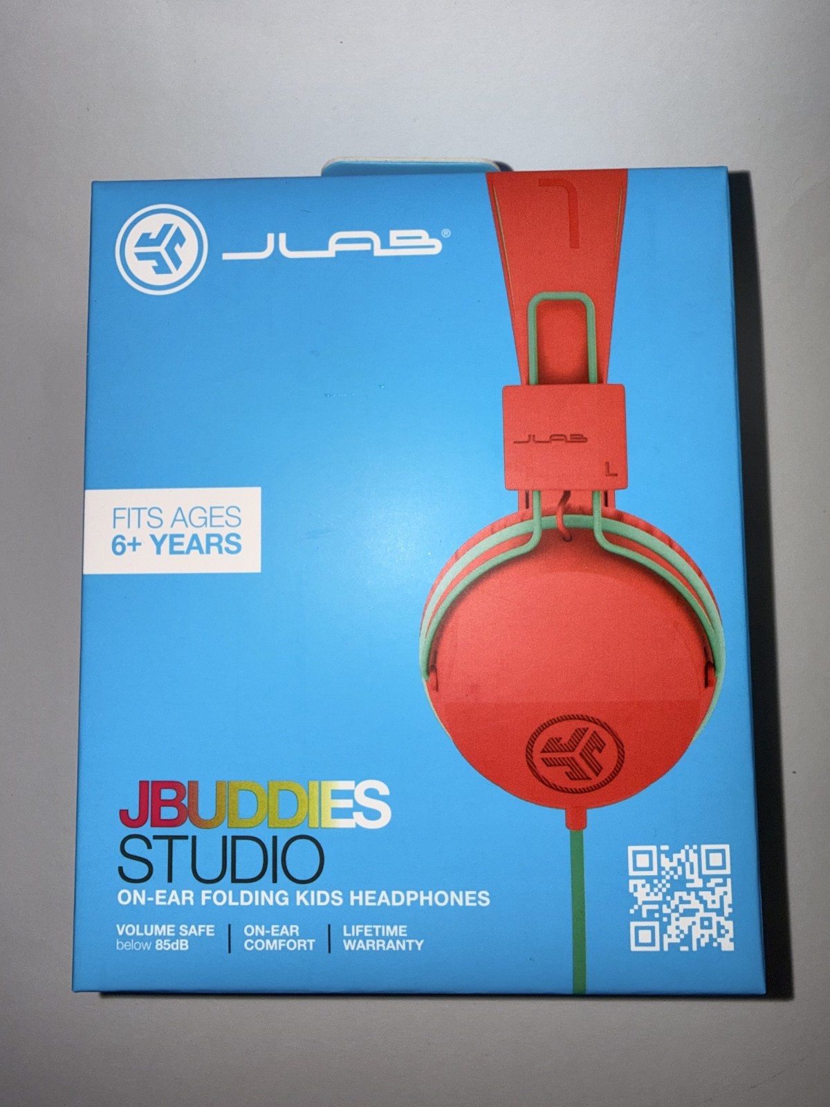 JLab JBuddies Studio On-Ear Headband Kids Headphones Red Volume Limitation Mic