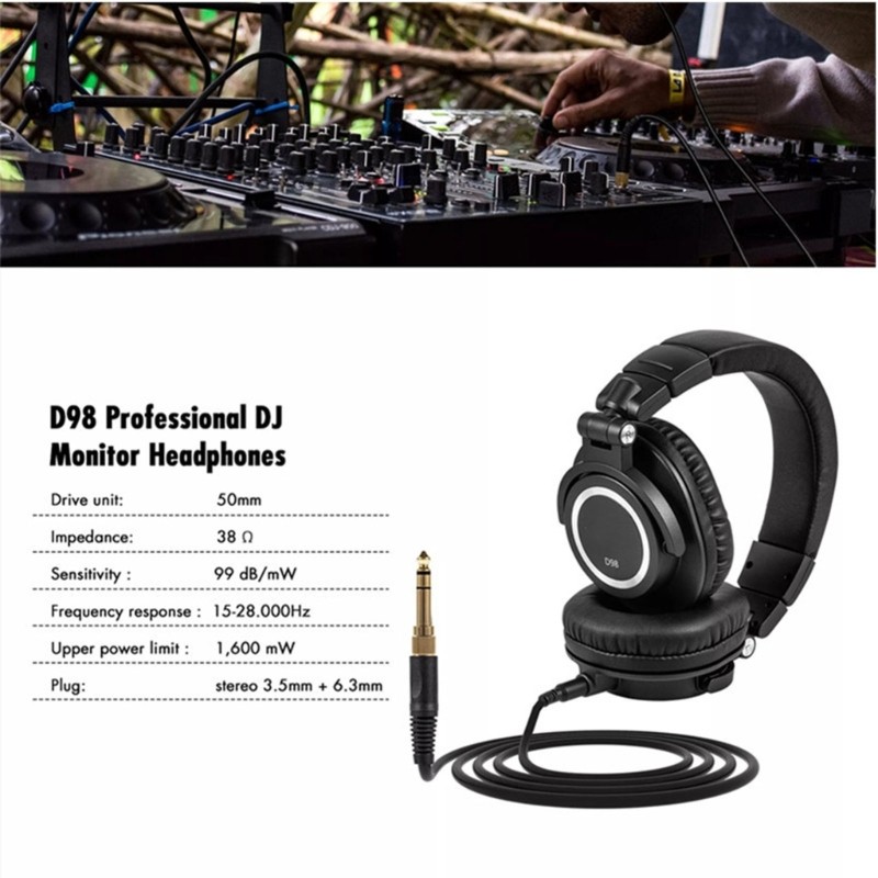 Headphones Wired 90° Rotation 3.5mm/6.35mm Plug Ear Phones Gaming Headset