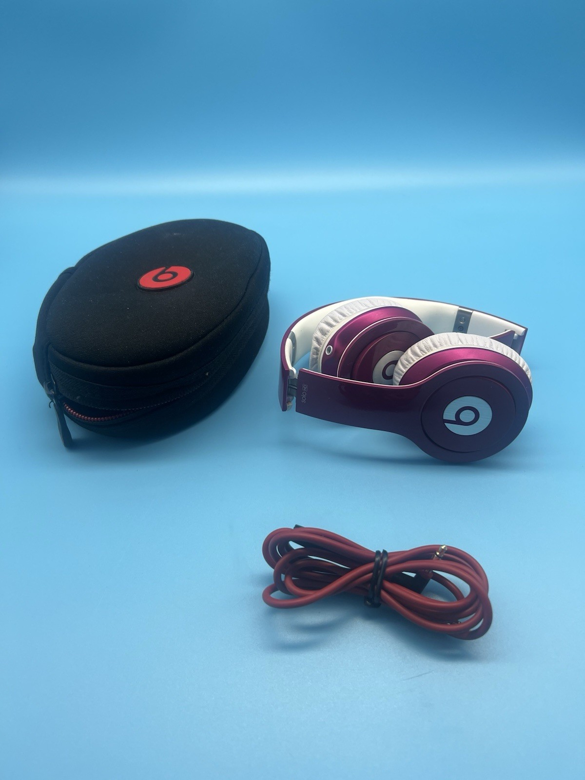 Beats Dr Dre Solo HD Metallic Magenta Headphones WIRED Case And Wire Included