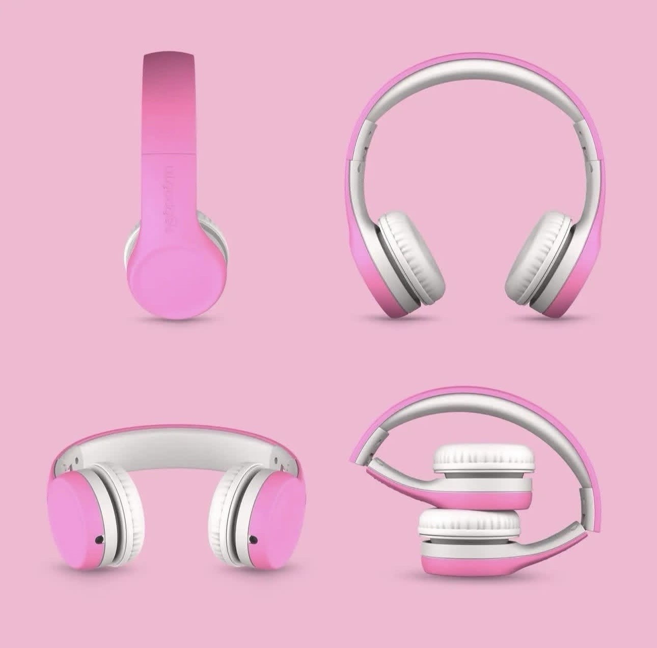 LilGadgets Connect+ Kids On-Ear Wired Headphones Pink Low Volume For Kids
