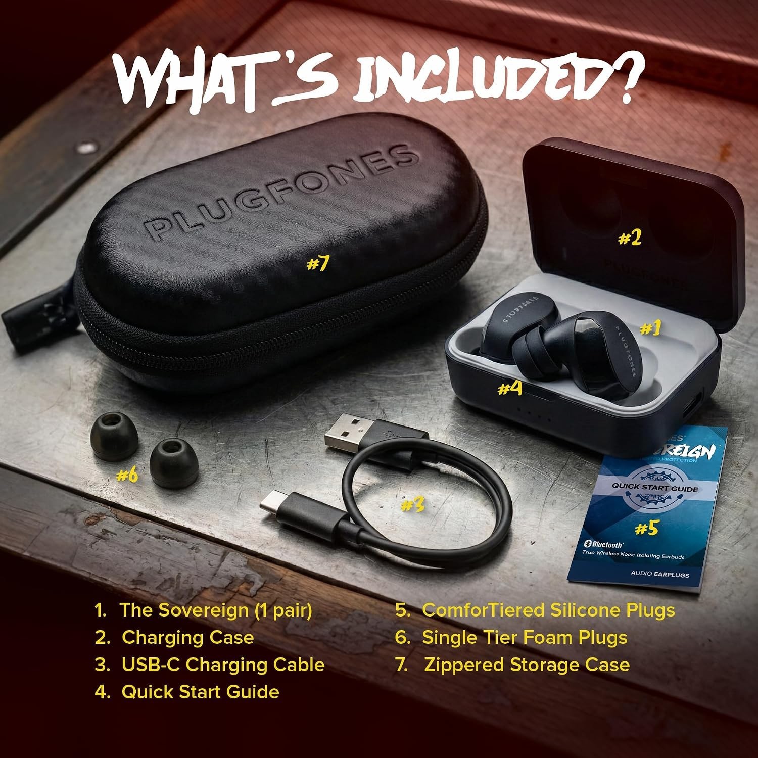 Plugfones Sovereign True Wireless Bluetooth Earplug Earbuds, 26dB NRR OSHA ANSI