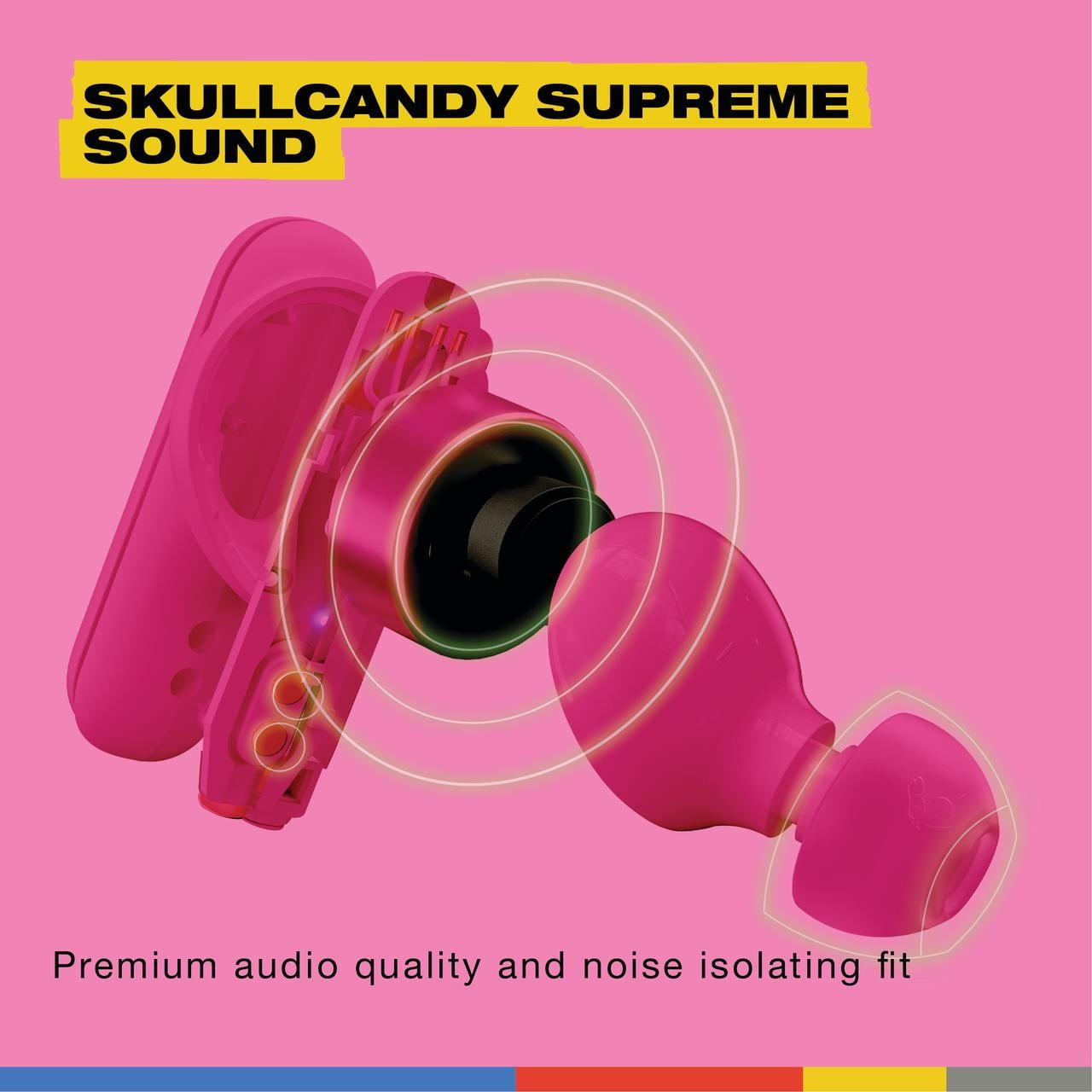 Skullcandy Smokin’ Buds XT True Wireless Inner Ear Earbuds, Pink