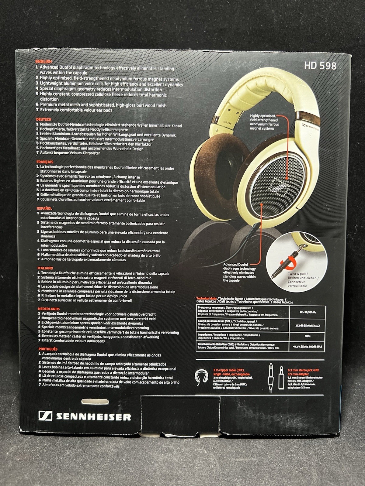 Sennheiser HD 598 Over-Ear Headphones – Brown and Tan – in Box