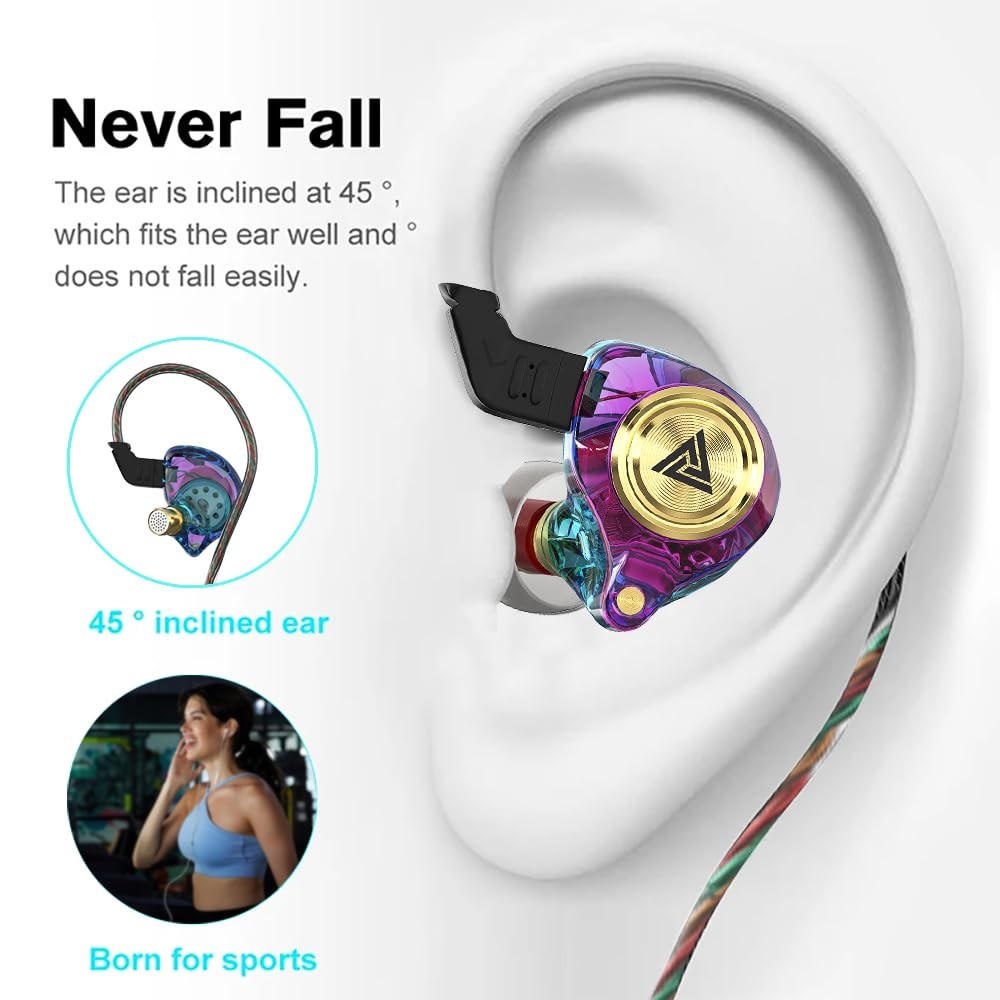 Yeabomy Wired Gaming Earbuds, Ak3file in Ear Monitors, Deep Bass Sound Purple
