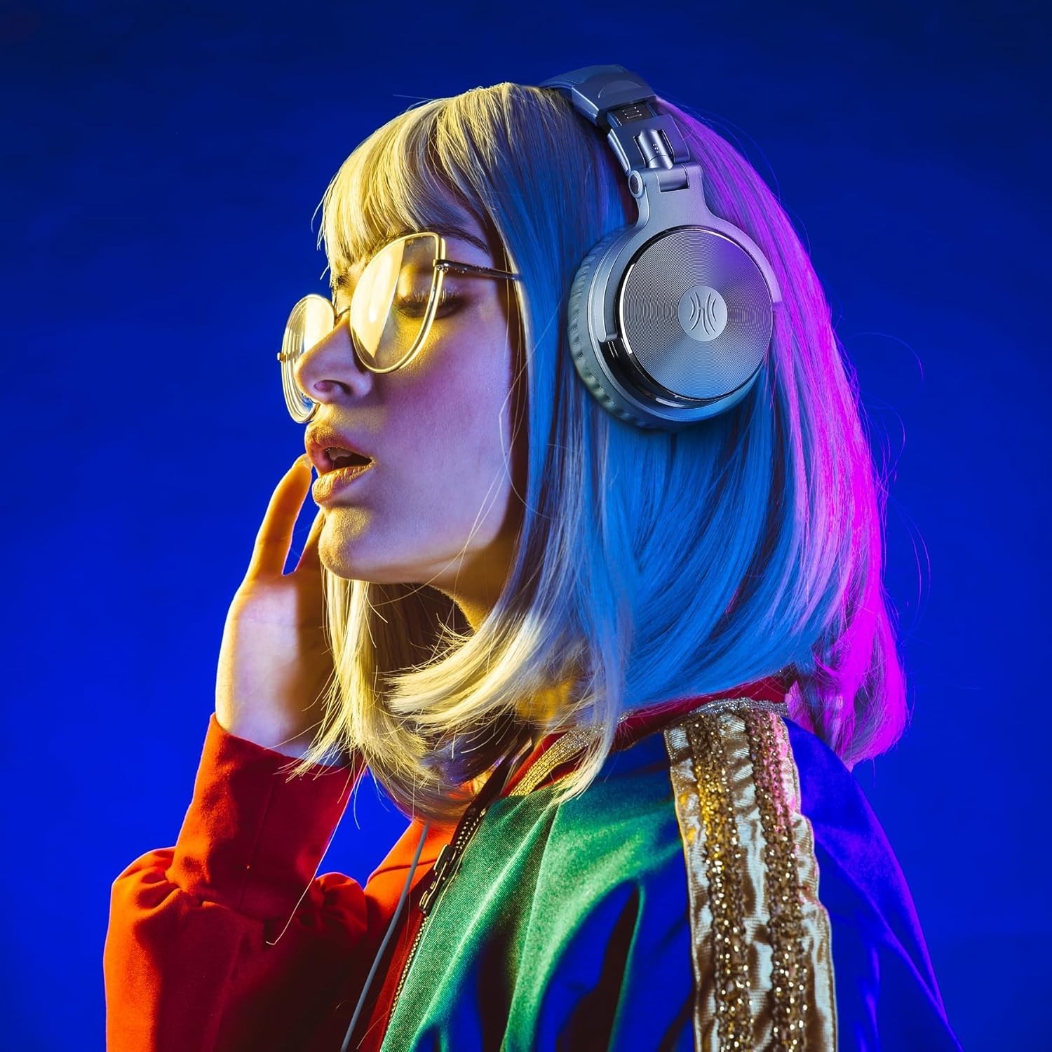 Sky Blue Wired Over Ear Studio Headphones, 50mm Drivers, 3.5/6.35mm, Adult