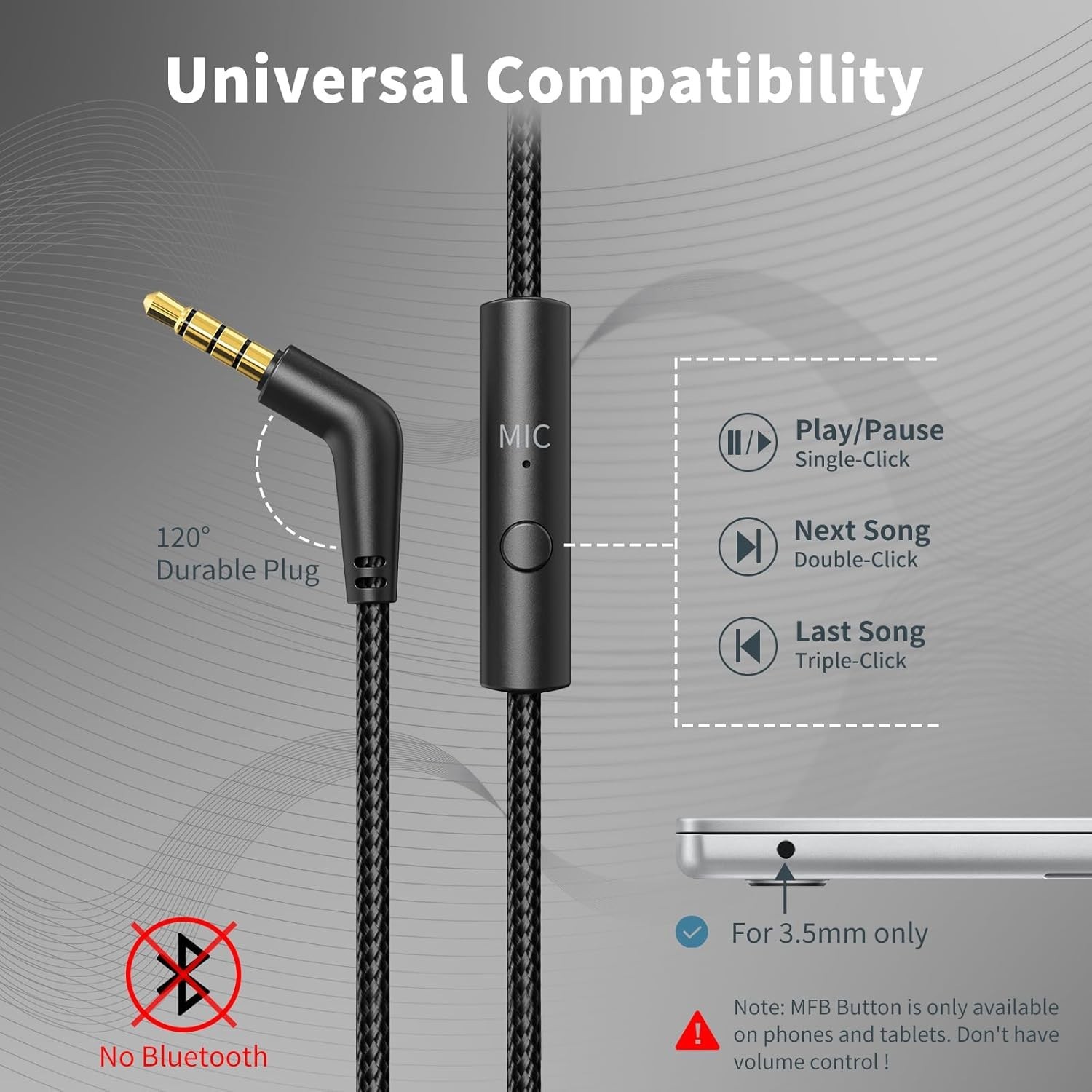 Lightweight Over-Ear Wired Headphones with Mic for Clear Calls & Music Listening