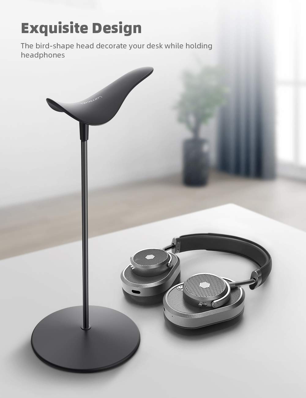 Lamicall Headphone Stand, Desktop Headset Holder – Desk Earphone Black
