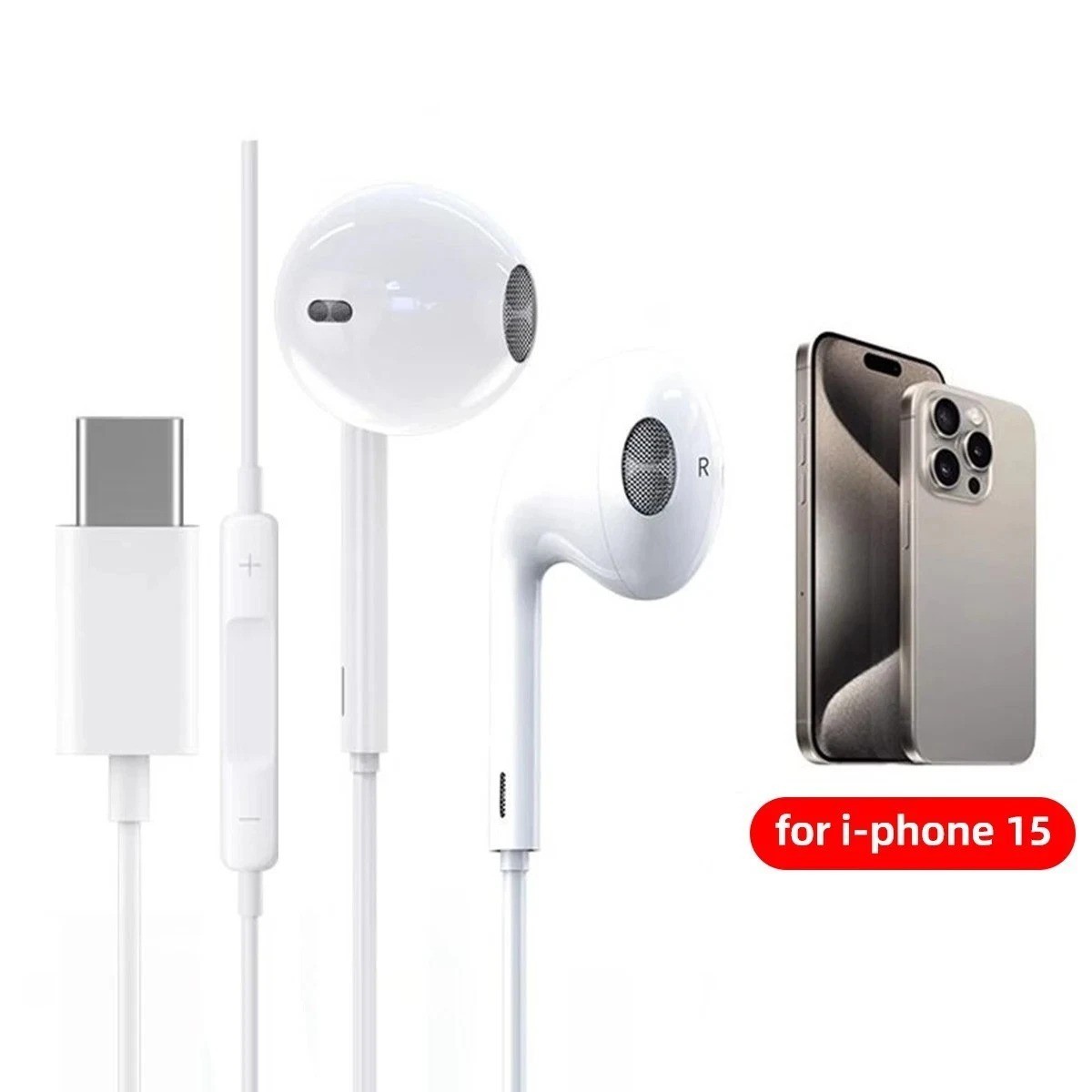 Type C Wired Earphones For Apple ios 15 Pro Max In-Ear With Mic USB C Music buds