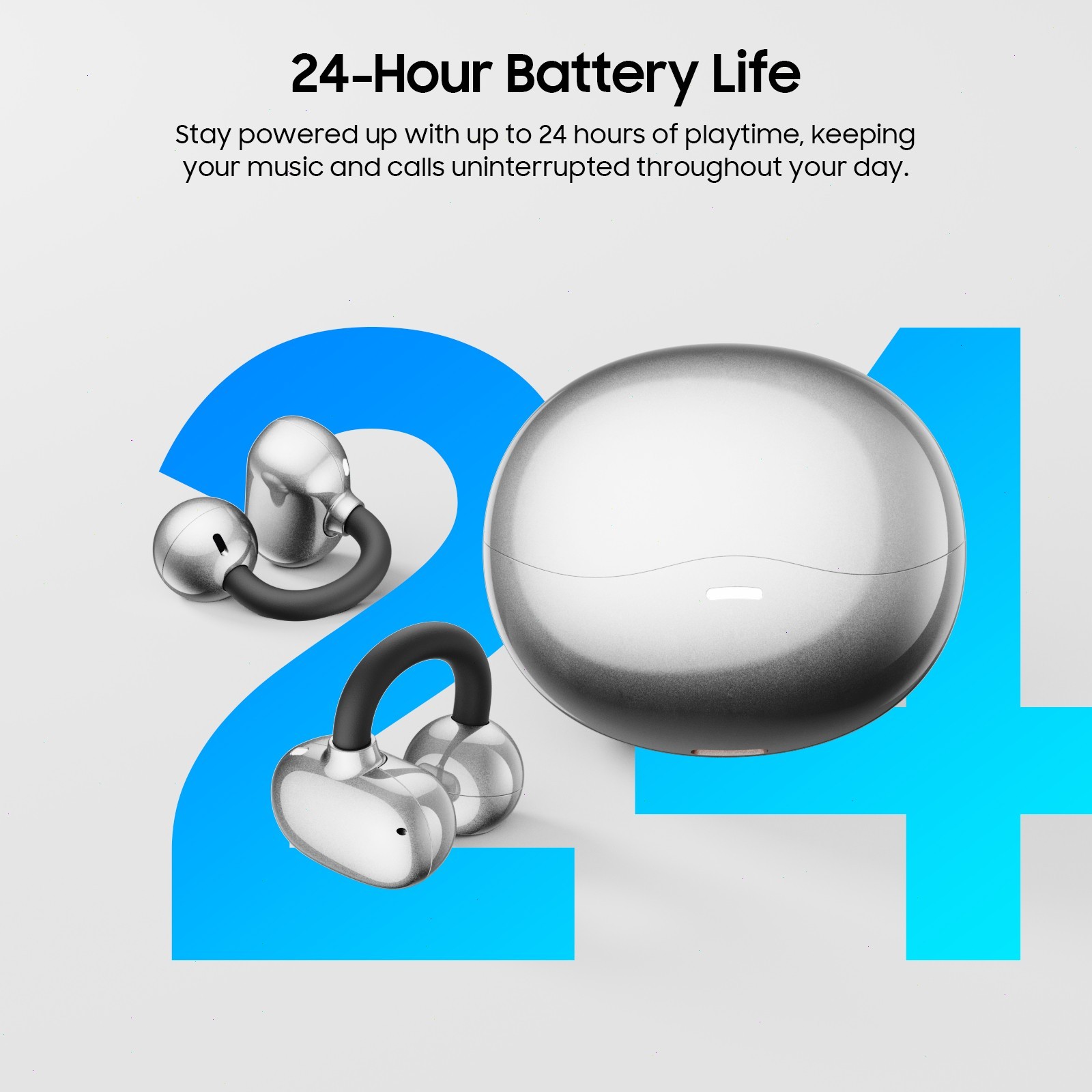 TOZO Bluetooth 5.4 Wireless Earbuds Open Ear Clip On Headphones Black