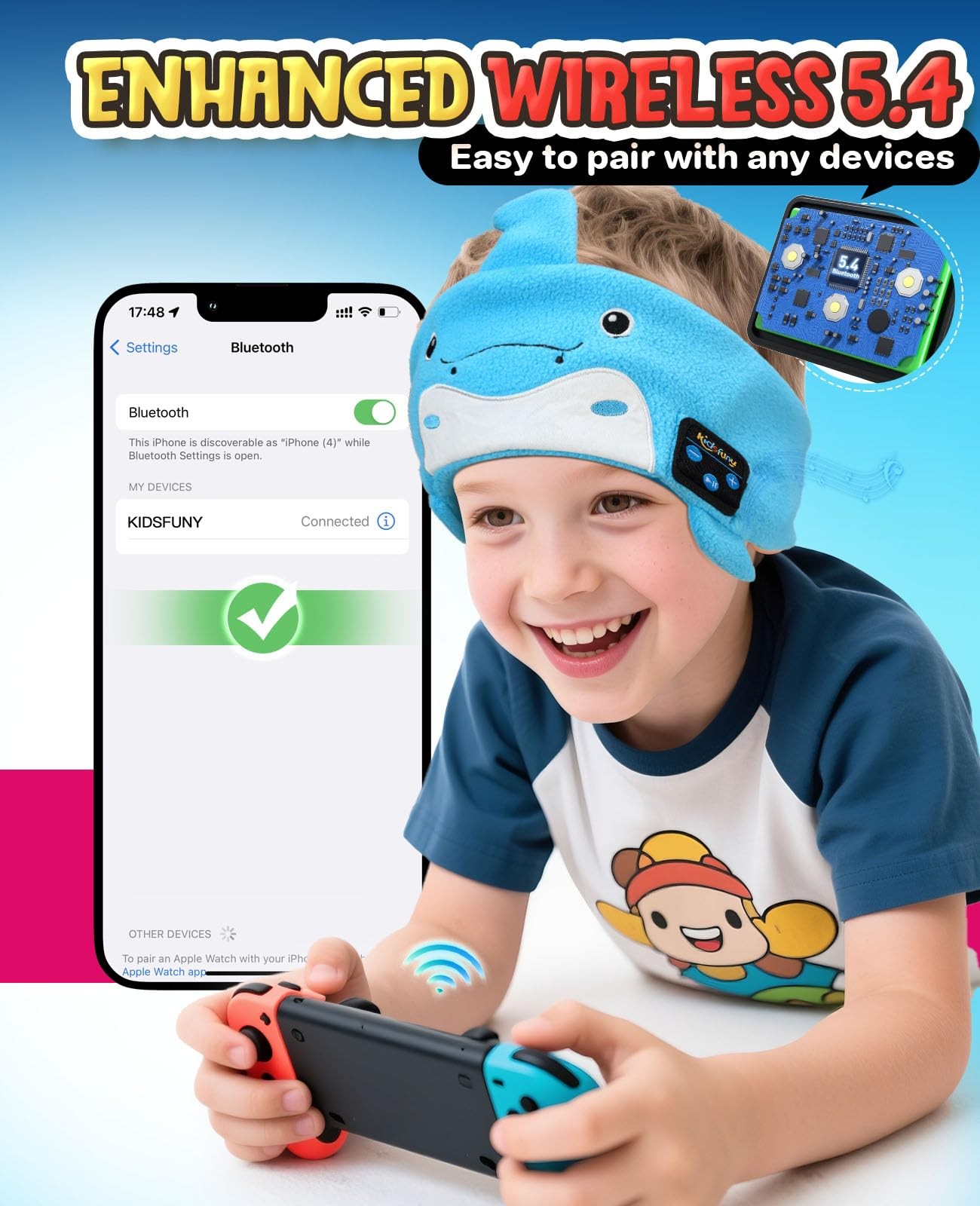 Kids Headphones Headband Bluetooth-Toddler Wireless & Wired Headphones Headba…