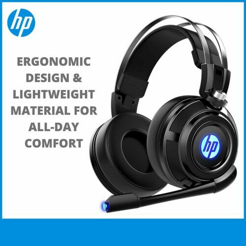 HP Wired Stereo Gaming Headset with mic, One Headset and LED Light w microphone