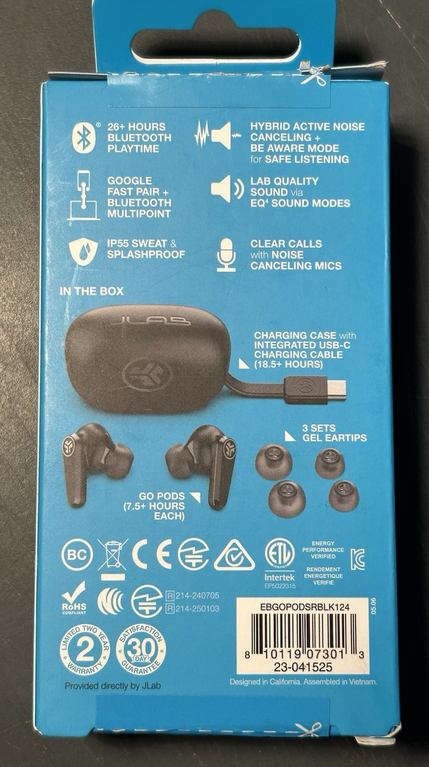 New JLab GO Pods ANC Wireless Earbuds Hybrid Noise Canceling 26Hr Playtime IP55