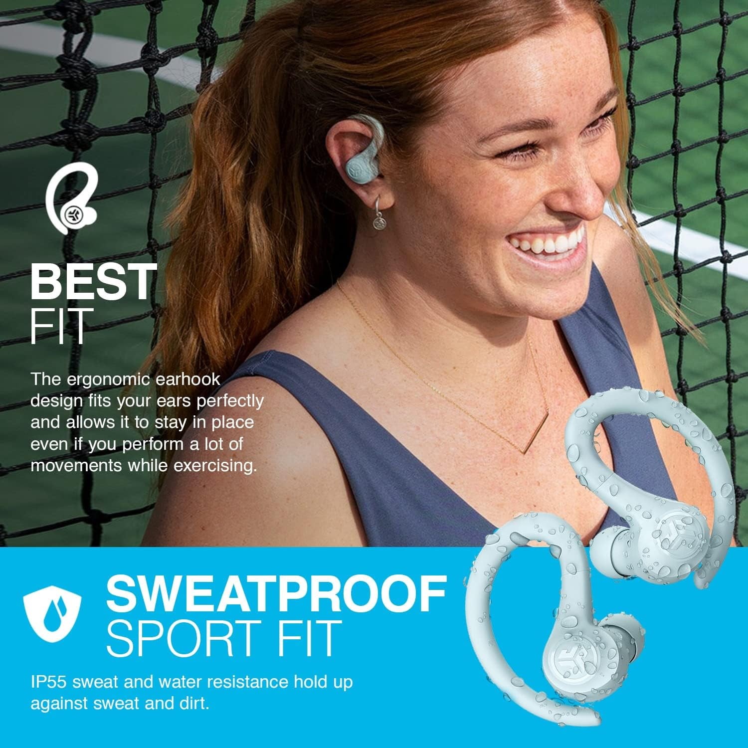 JLab Go Air Sport Bluetooth Earbuds, True Wireless with Charging Case, Teal