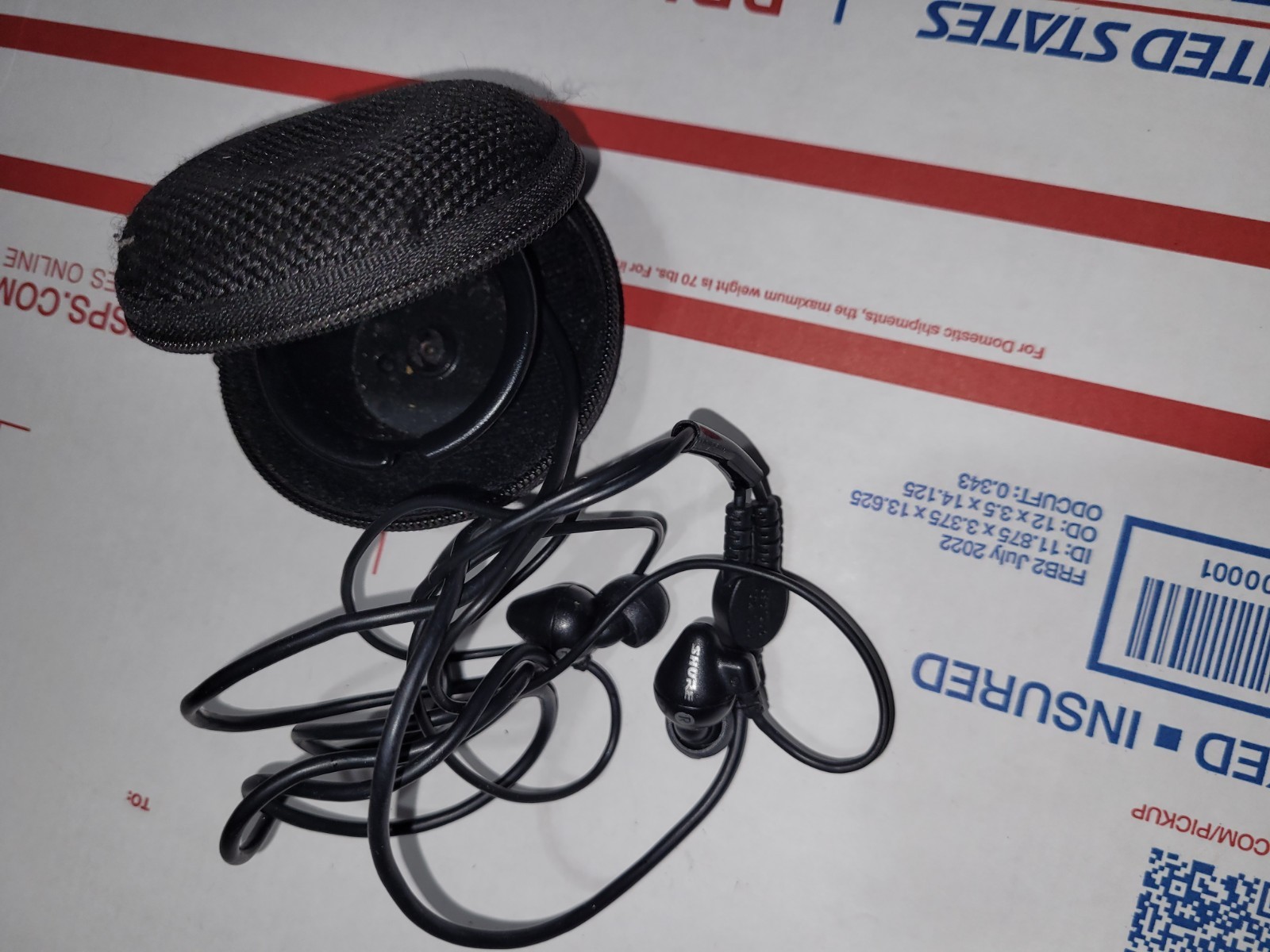 Shure SE112-GR2020s Earphones Black With Case used