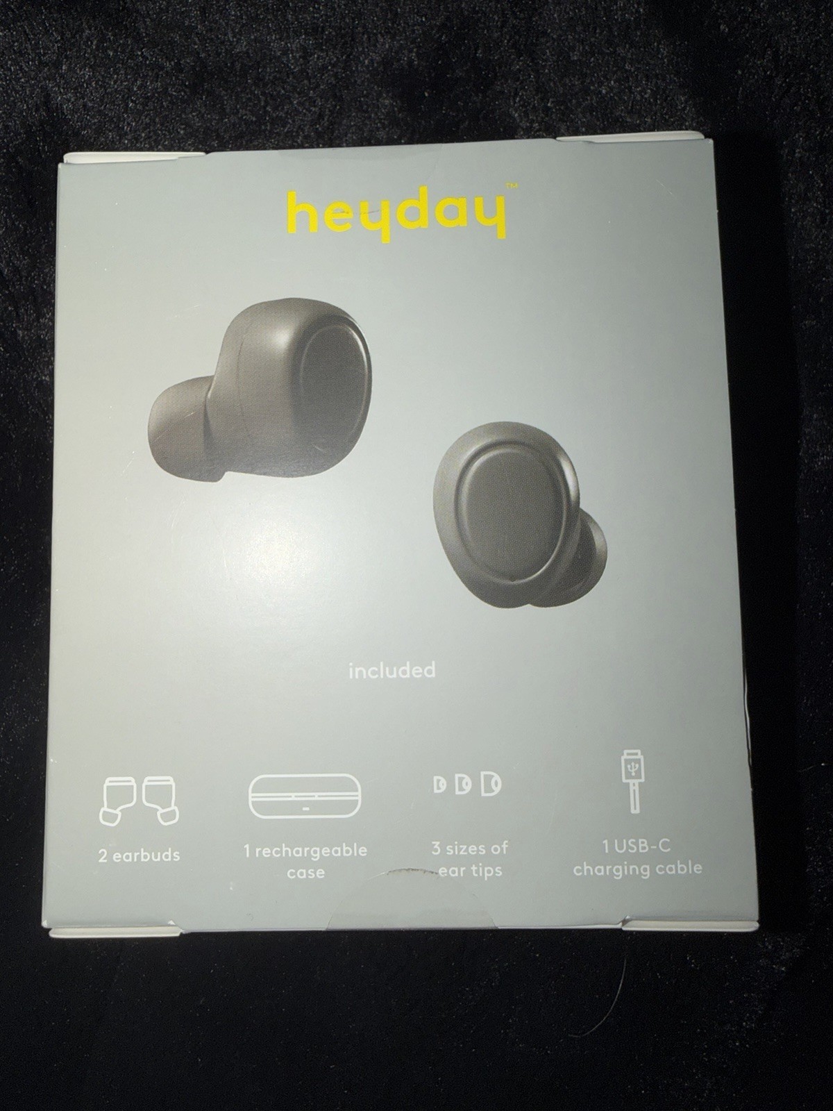 Heyday True Wireless Bluetooth Earbuds Black USB-C Rechargeable Battery