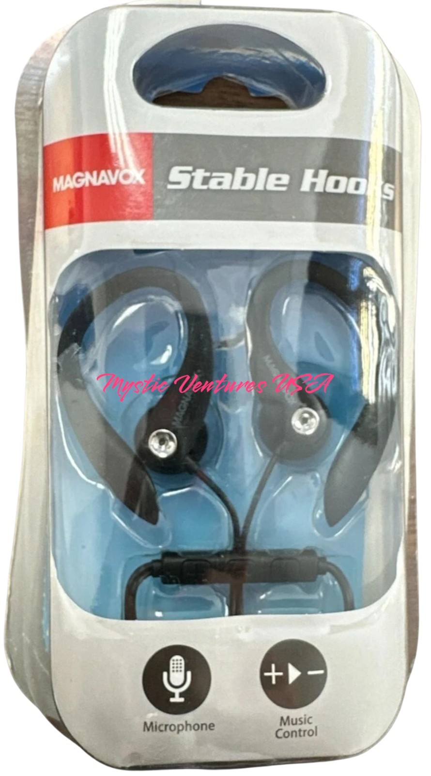 Magnavox 3.5mm MHP4854-BK Earhook Earbuds W/Microphone Black NEW RETAIL PACKAGE!