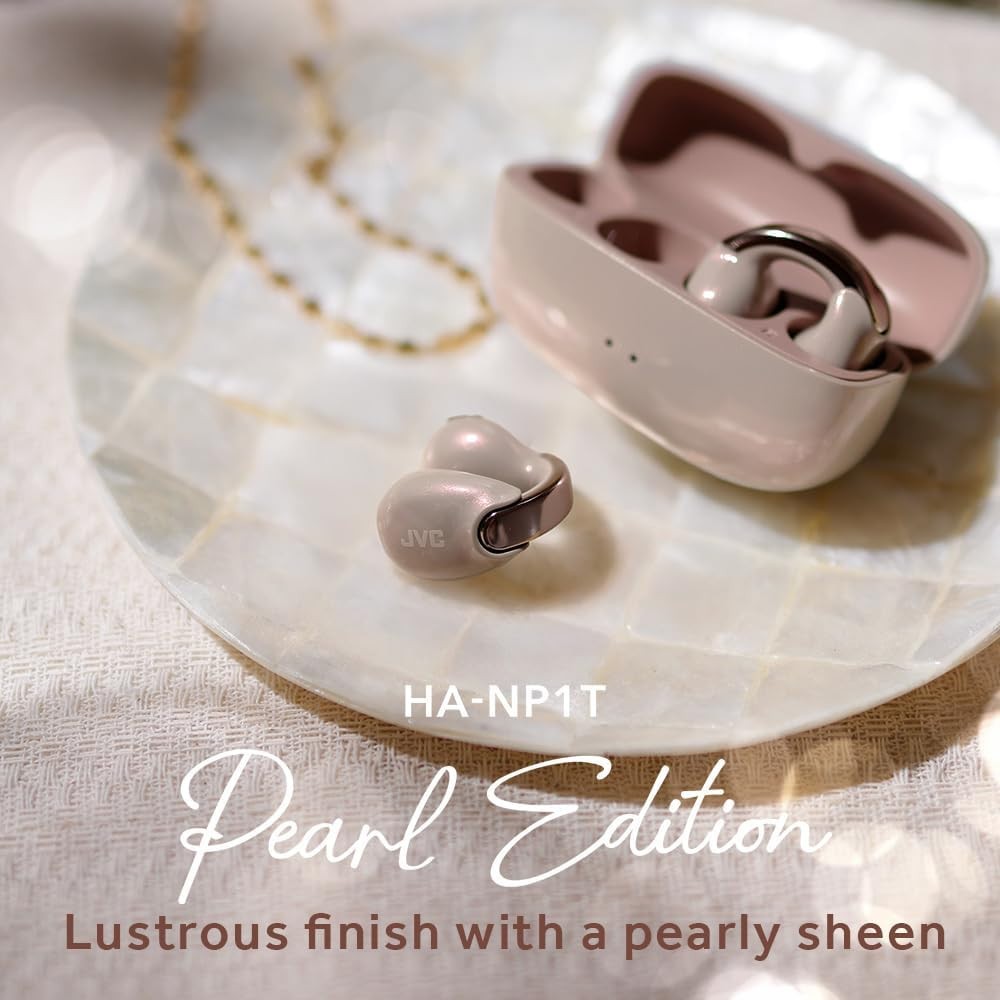 JVC Nearphones Pearl Edition, Earcuff True Wireless, Comfy Fit, Sand Peach
