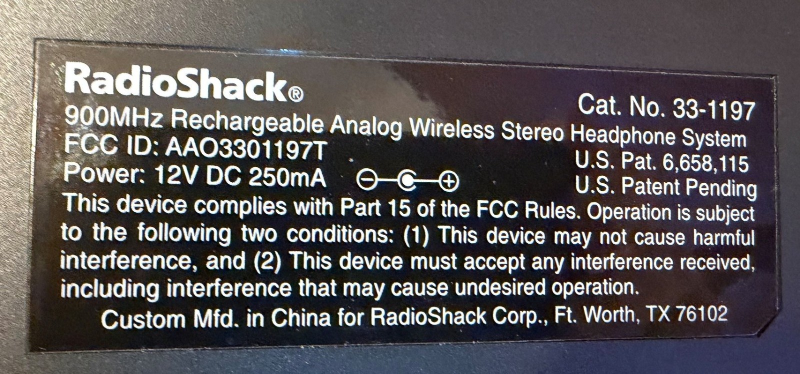 RadioShack 900MHz Rechargeable Analog Wireless Stereo Headphones 33-1197 Tested