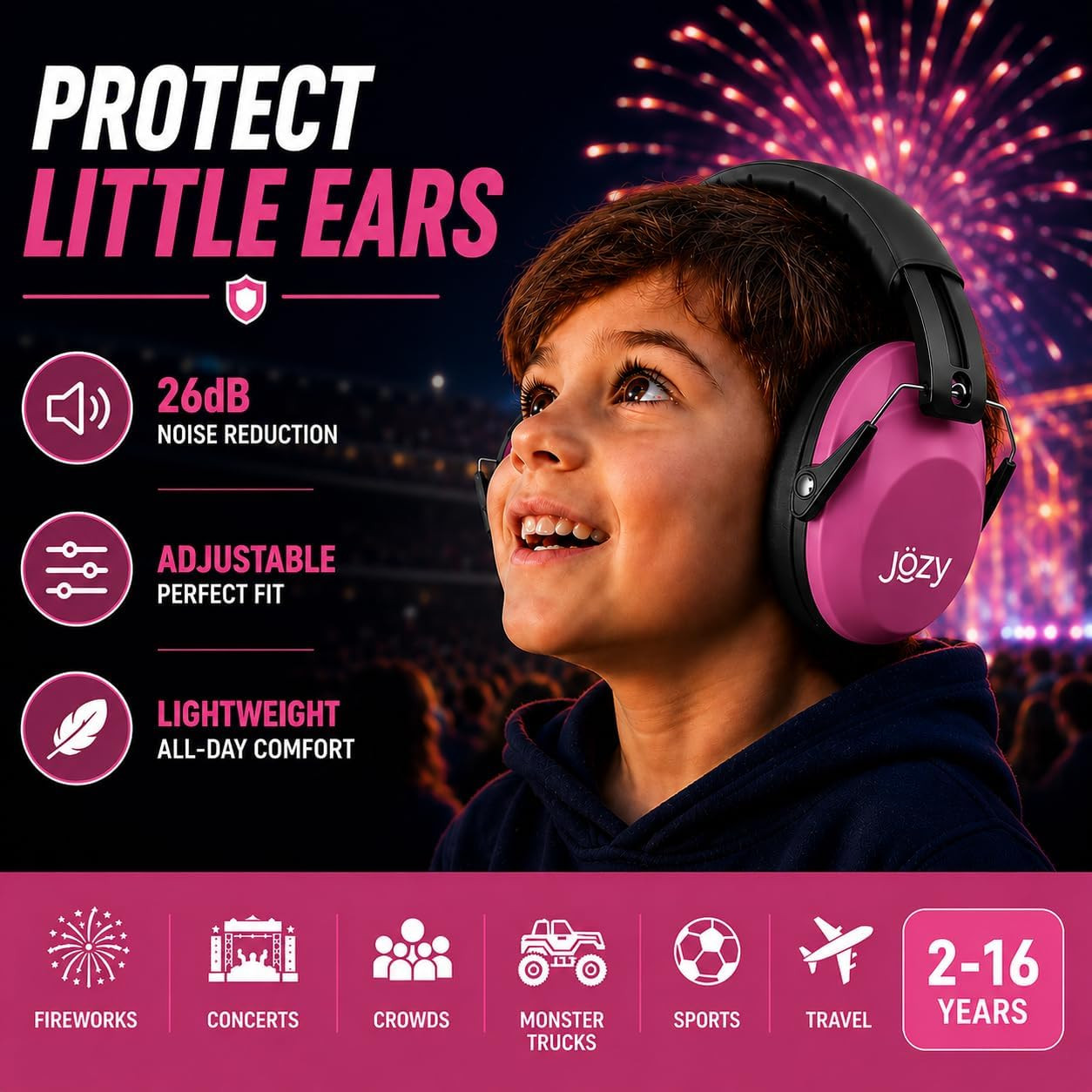 Jozy Noise Canceling Headphones for Kids, SNR 26Db Ear Protection for Autism, So