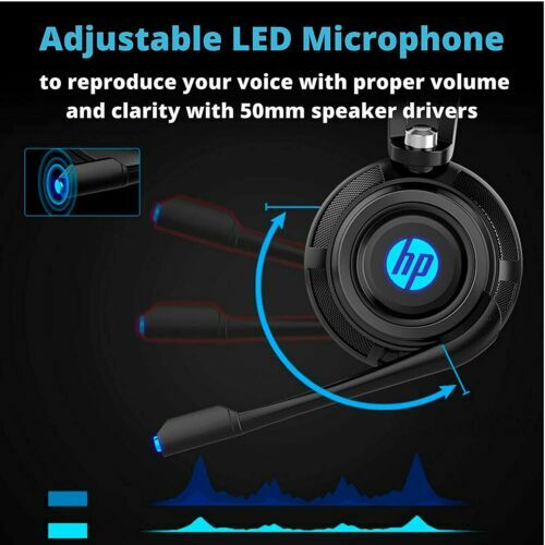 HP Wired Stereo Gaming Headset with mic, One Headset and LED Light w microphone
