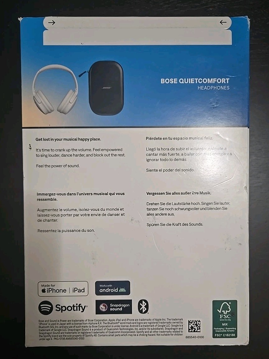 NEW Bose QuietComfort Wireless Over-Ear Headphones – White Smoke – SEALED