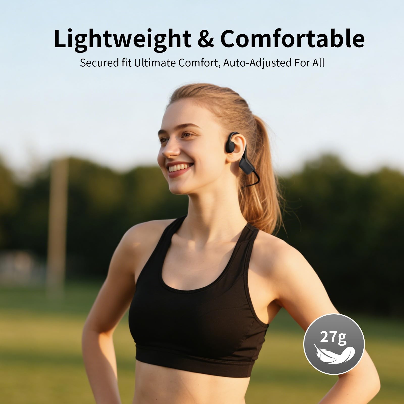 Bone Conduction Sports Headphones – 27g Ultra-Light Frame for All-Day Comfort…
