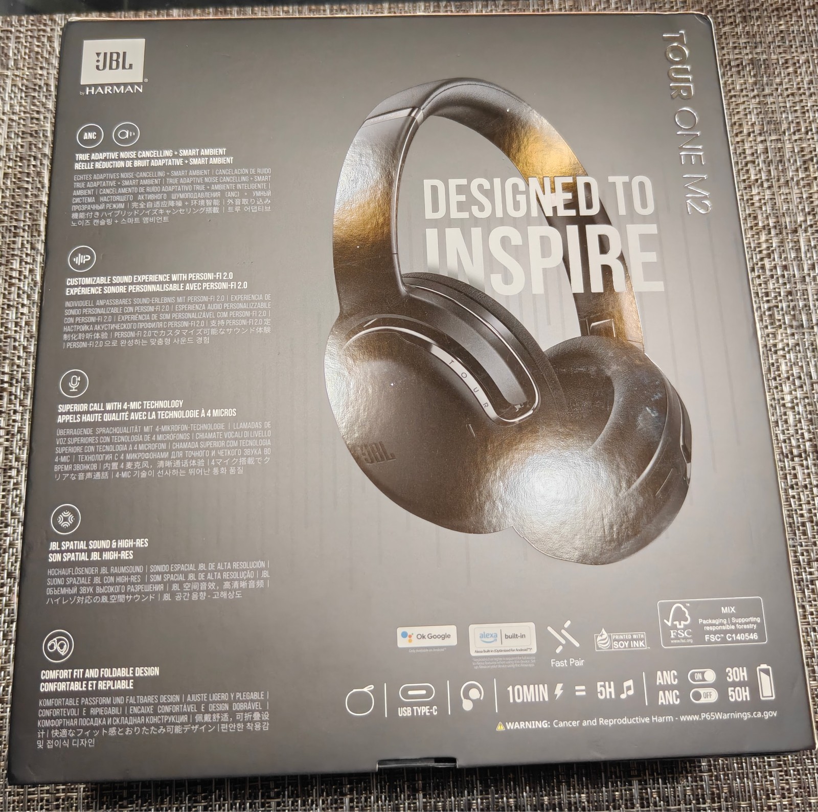 New JBL Tour One M2 Wireless Noise Cancelling Headphones Black Sealed