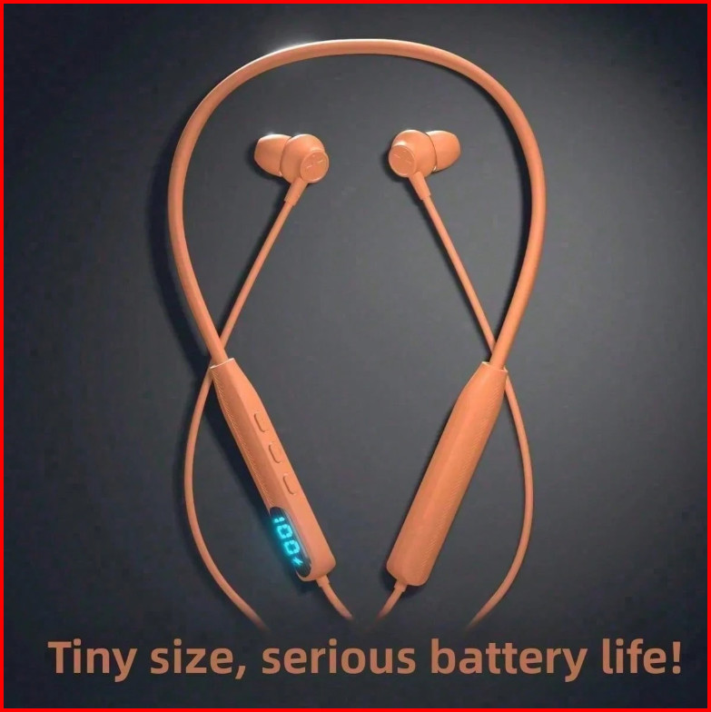 cocobird Bluetooth Neckband Earbuds 13mm Built-In Mic Long Battery Orange