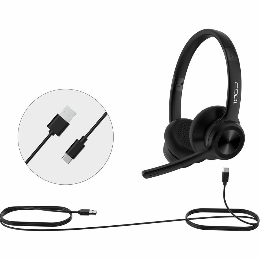 CODi CLARO Wired Stereo Dual Ear Headset w/ AI ENC Microphone (a04618)