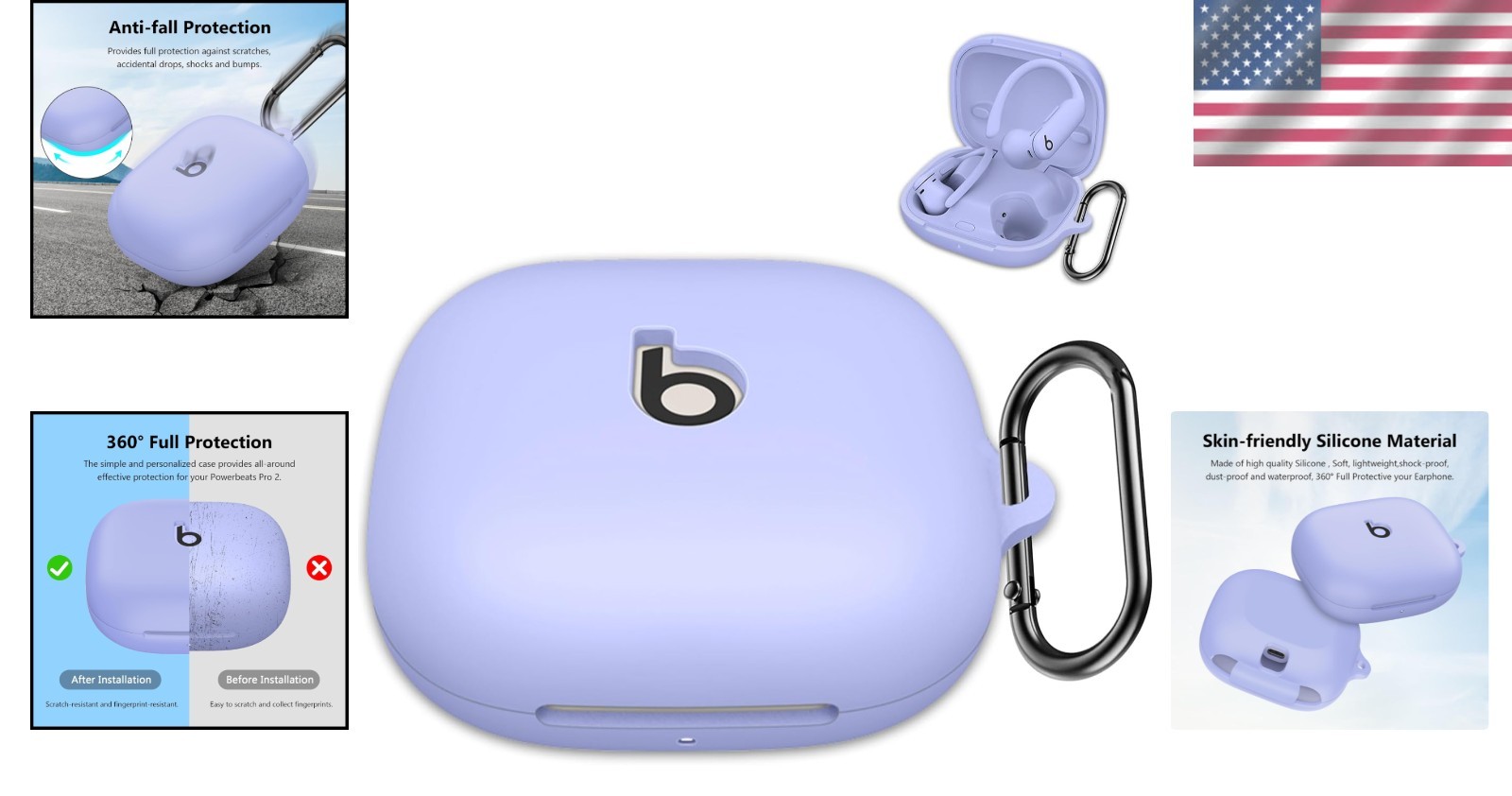Beats Powerbeats Pro 2 Silicone Case Cover: Functional & Stylish in Light Purple