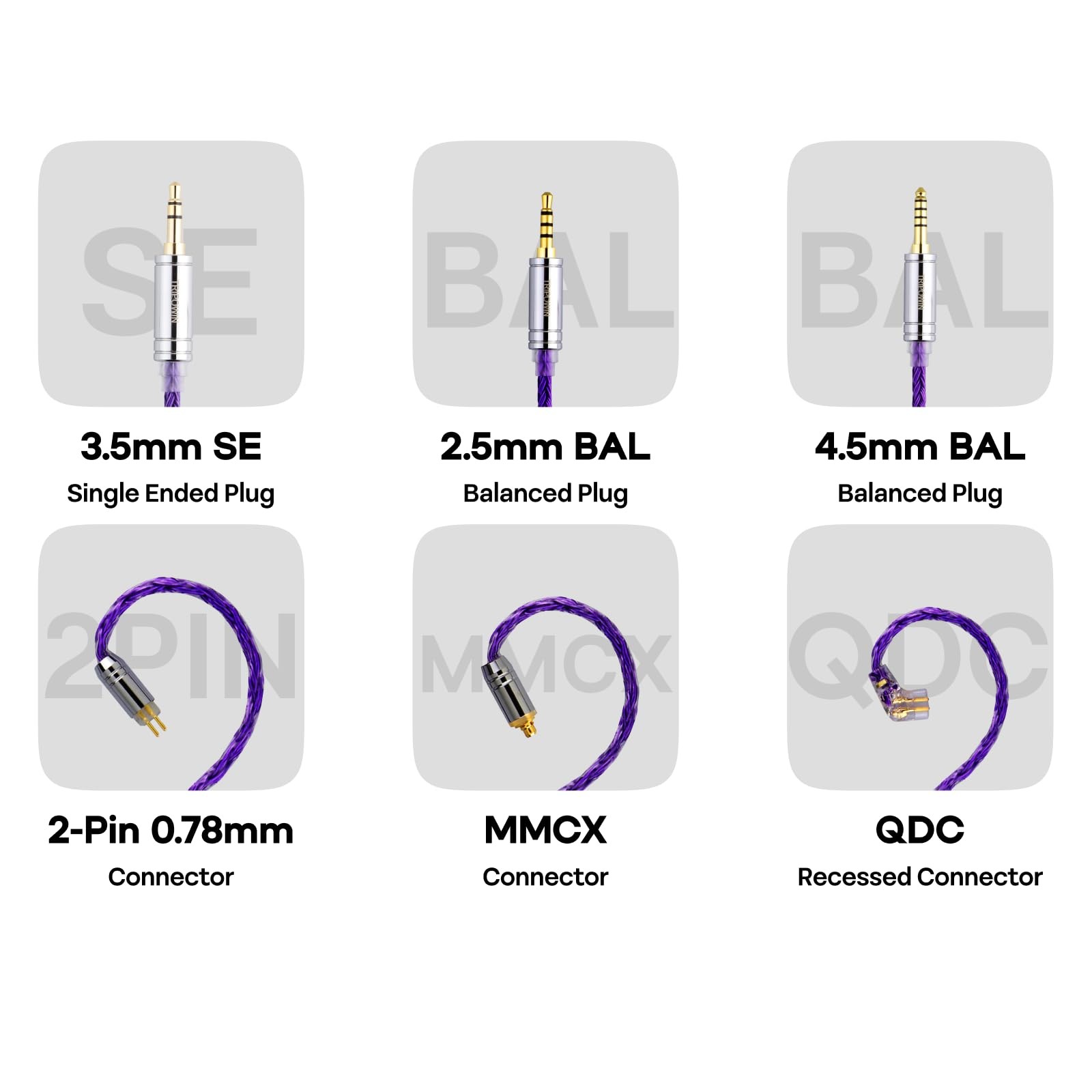 Linsoul Tripowin Zonie 16 Core Silver Plated IEM Cable, 2pin 0.78mm, 3.5mm | 1.2