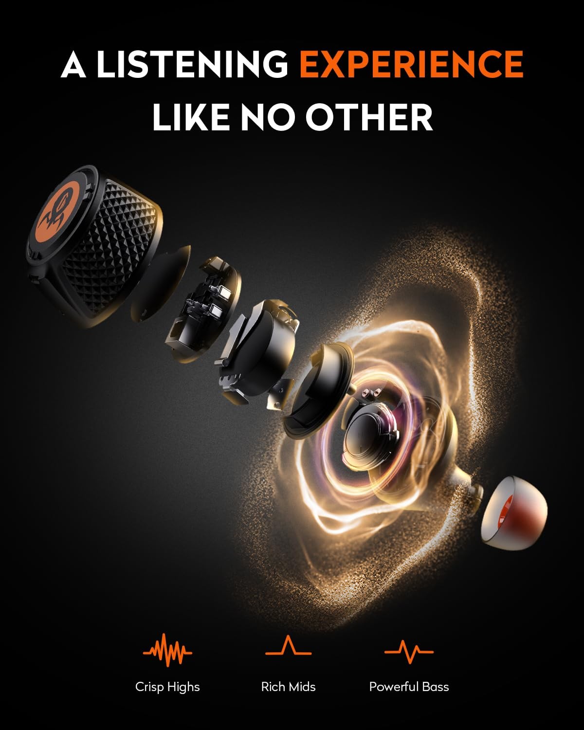 GravaStar Sirius Plus True Wireless Earbuds, Bluetooth 5.3 Active Noise Black