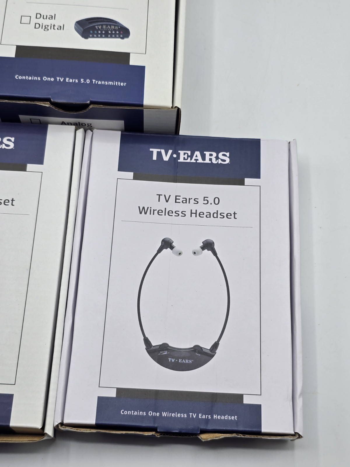 TV Ears Digital 5.0 Wireless Hearing System w/ 2 Headsets, Cables, Ear Tips Etc