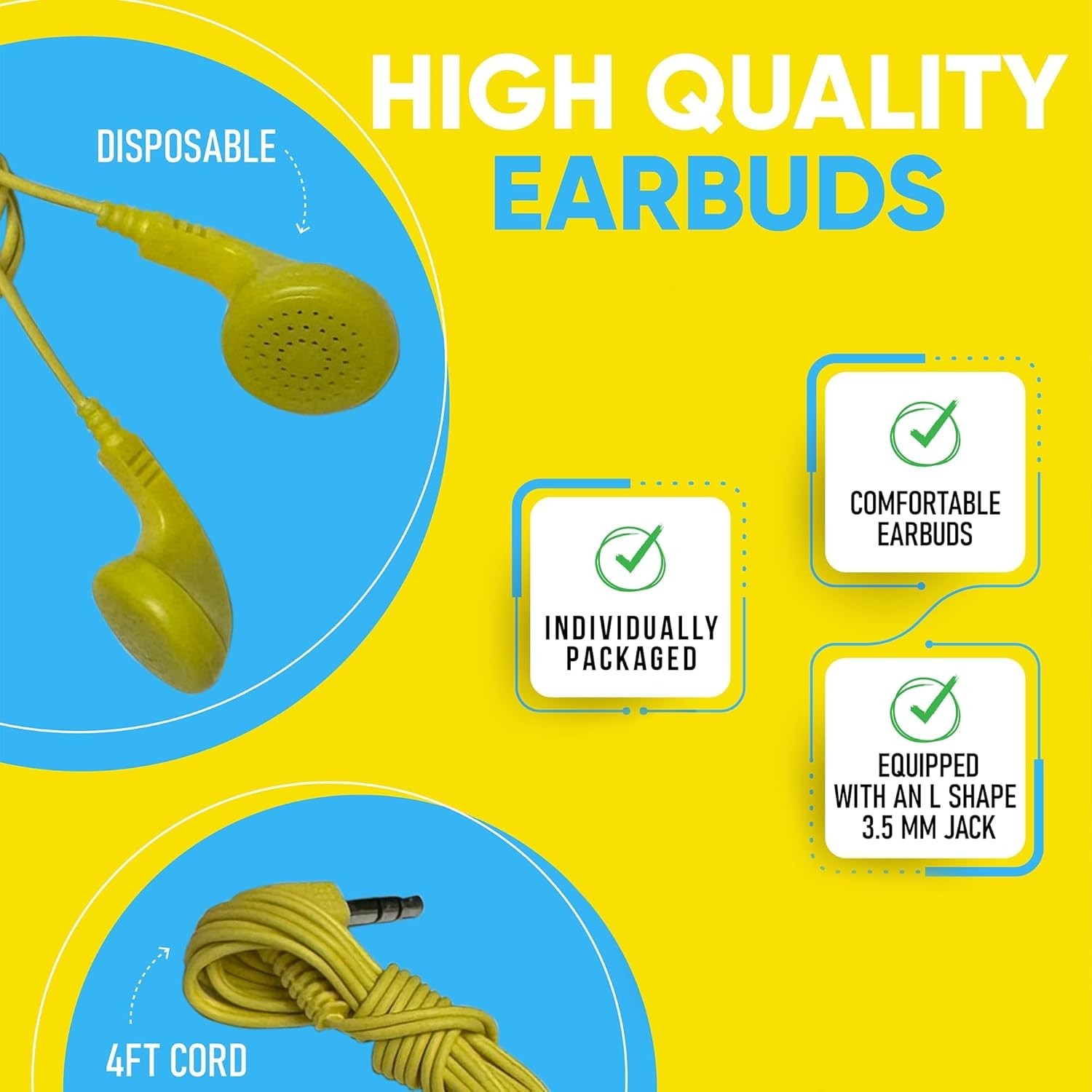10 Pack Wired Earphones In-Ear Earbud Headphones 3.5mm Jack 4ft Mix Colors NEW