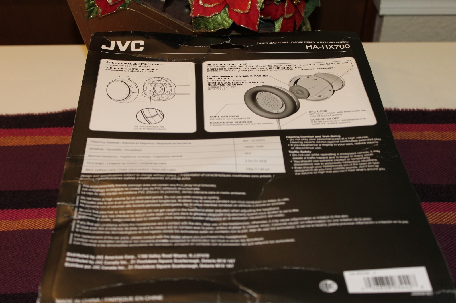 JVC High-Grade Full-Size Headphones – 50mm Neodymium Drier – Black