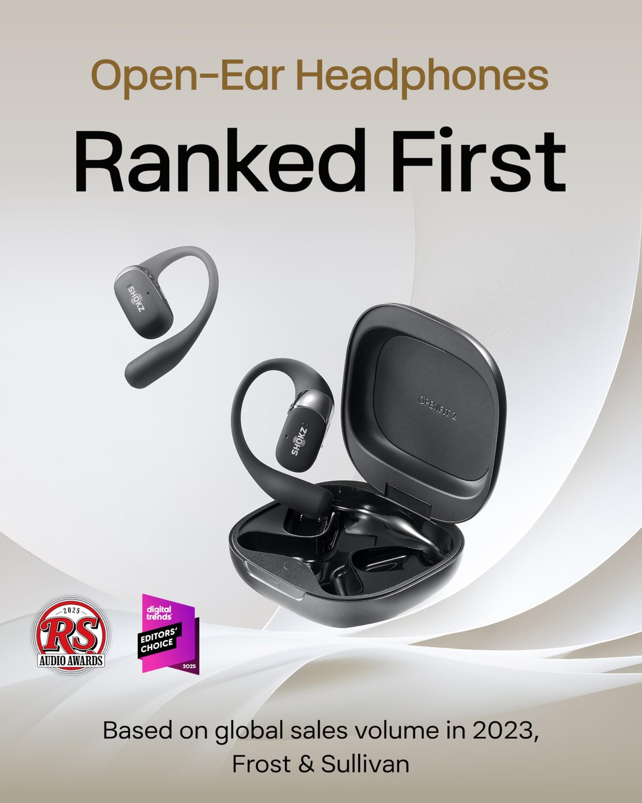 Shokz Openfit 2 Open-Ear Headphonestrue Wireless Bluetooth Earphones