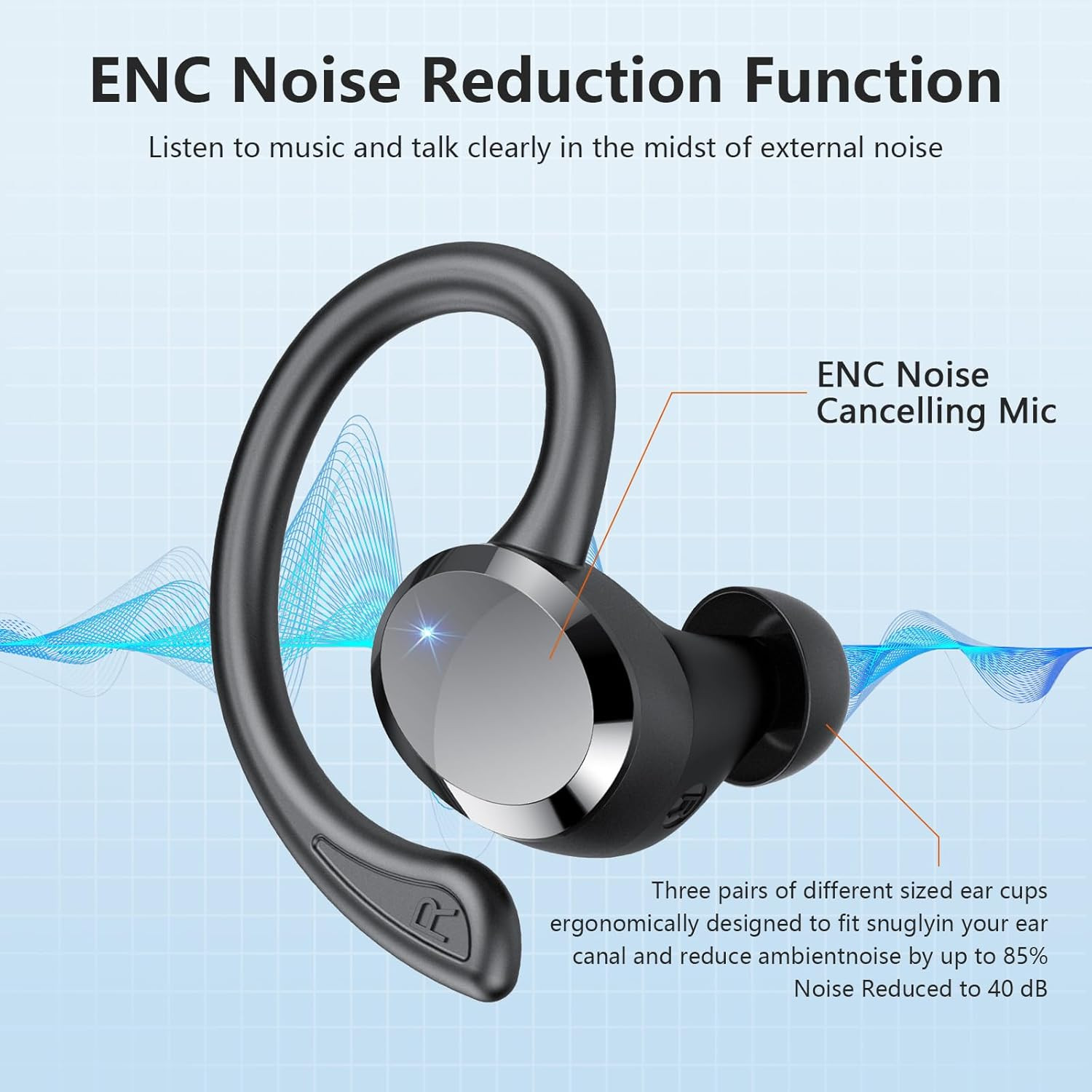 over Ear Earbuds with Hook, 2026 New Bluetooth 5.4 Sports Wireless Earbuds, 68Hr