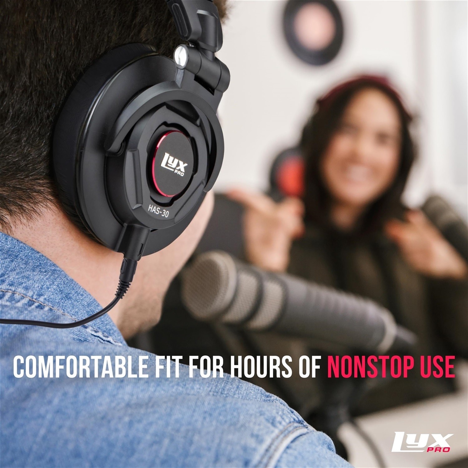 LyxPro HAS-30 Noise-Canceling DJ Headphones, Over-Ear Studio Headphones, Black