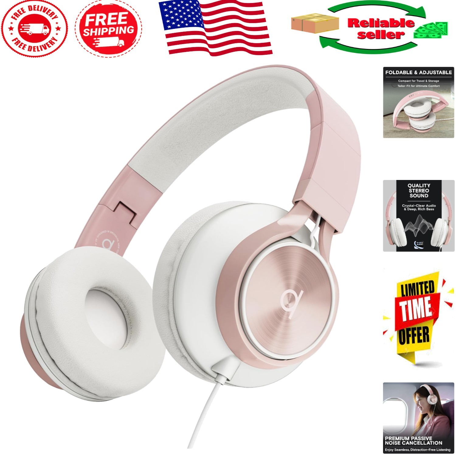 CL750 On-Ear Headphones with Mic & Volume Control for Gaming and Calls