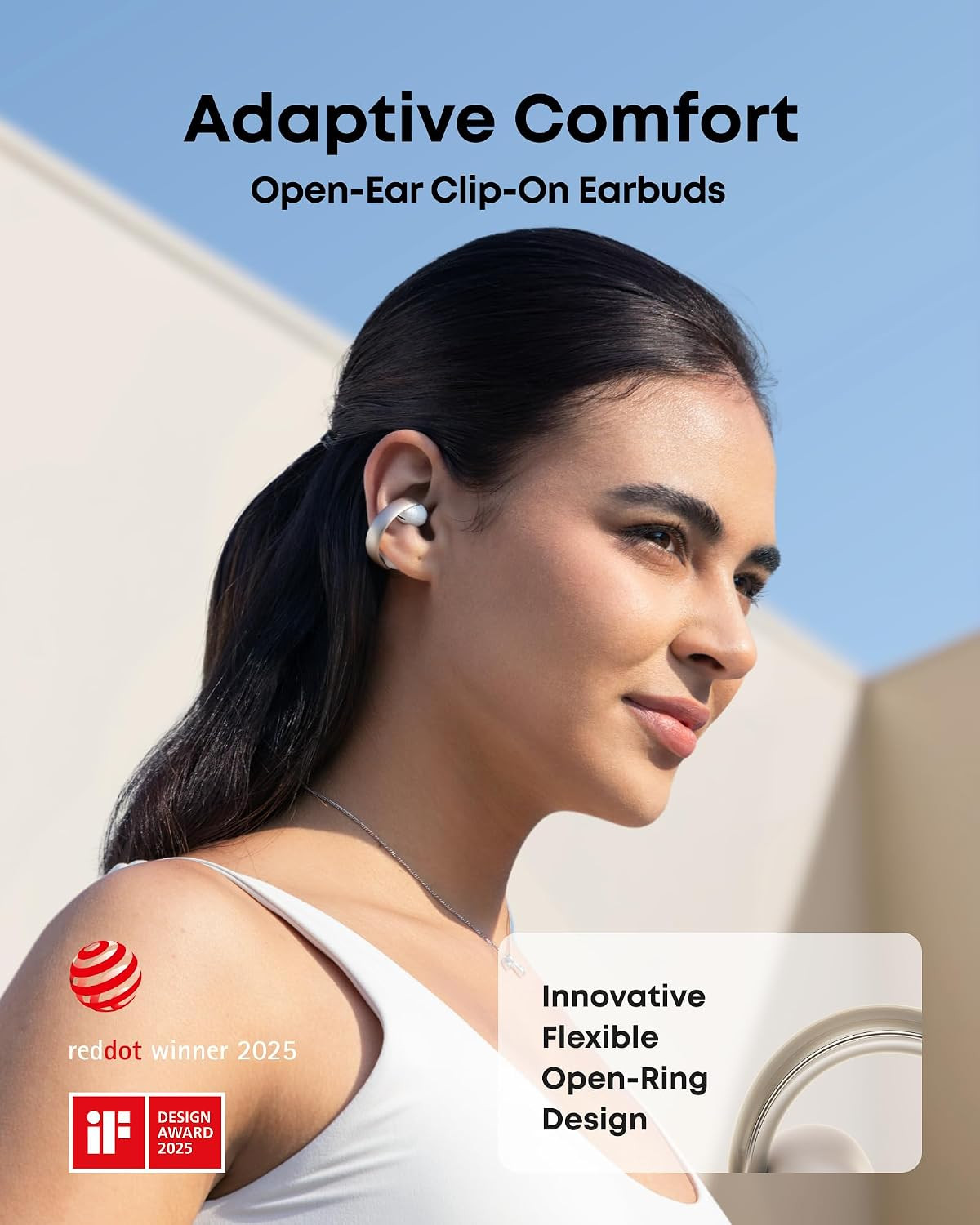 Soundcore Aeroclip by Anker, Open-Ear Earbuds, Clip-On Headphones, Adaptive Comf