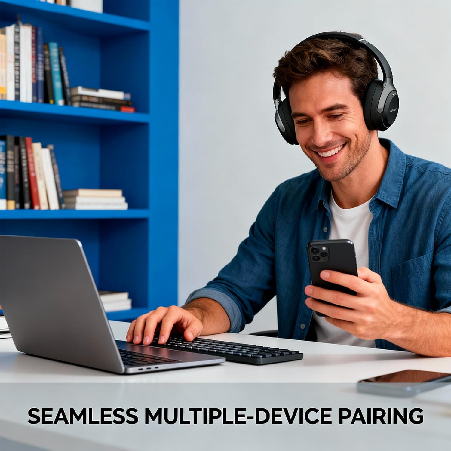 Lc30Pro Hybrid Active Noise Cancelling Headphones, 100H Playtime Wireless over E