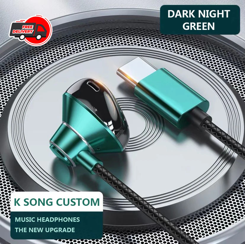 9D Bass Stereo Type-C 3.5mm Wired Earphones With Mic For iPhone 16 15 Samsung