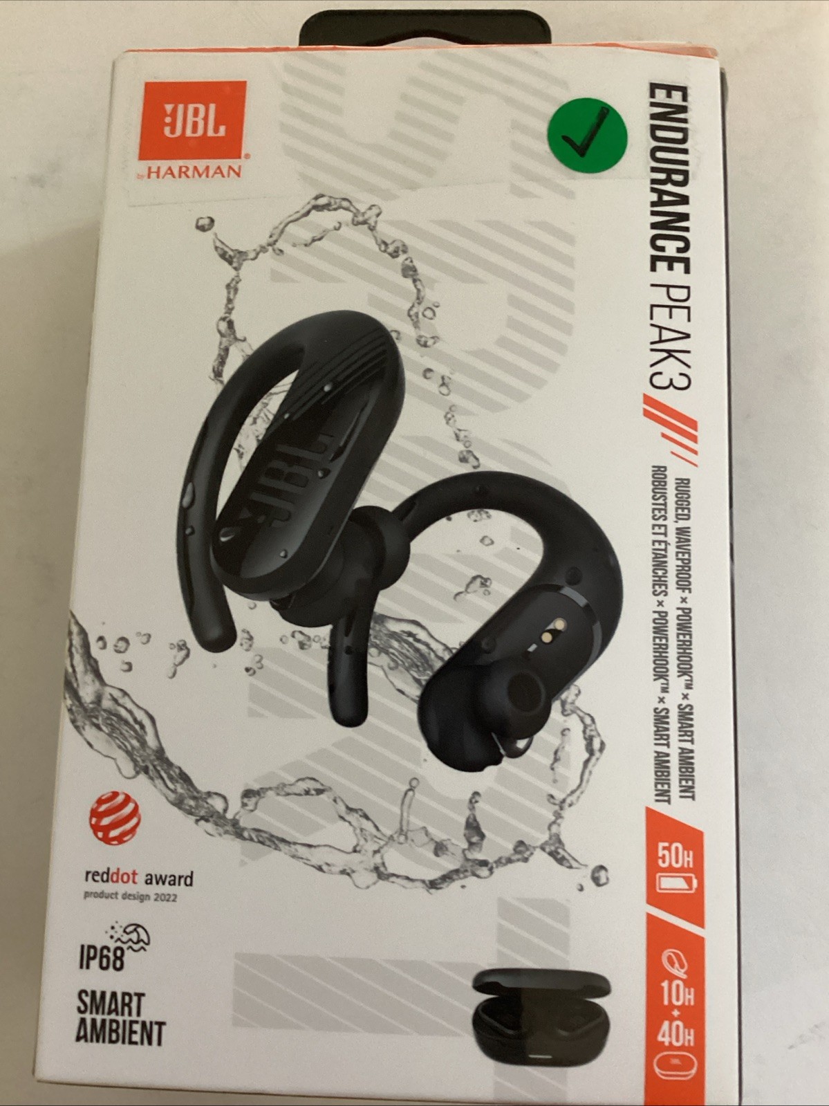JBL Endurance Peak III In Ear Wireless Headphones – Black