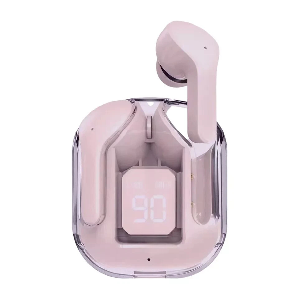 8 Packs Transparent Earphones LED Digital Display Wireless Bluetooth Stereo