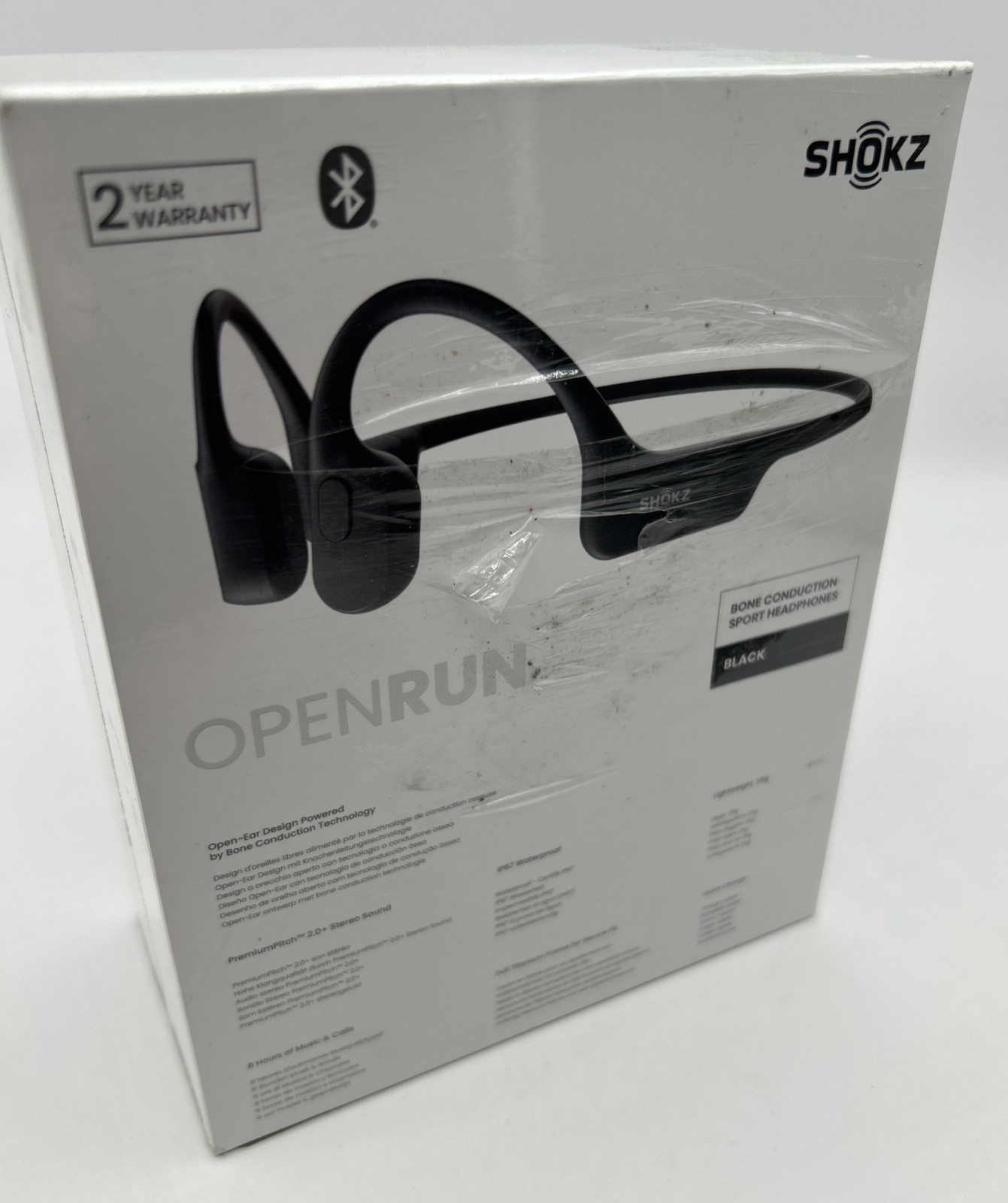 Shokz OpenRun Black Bone Conduction Bluetooth Wireless Headphones Open Ear Buds