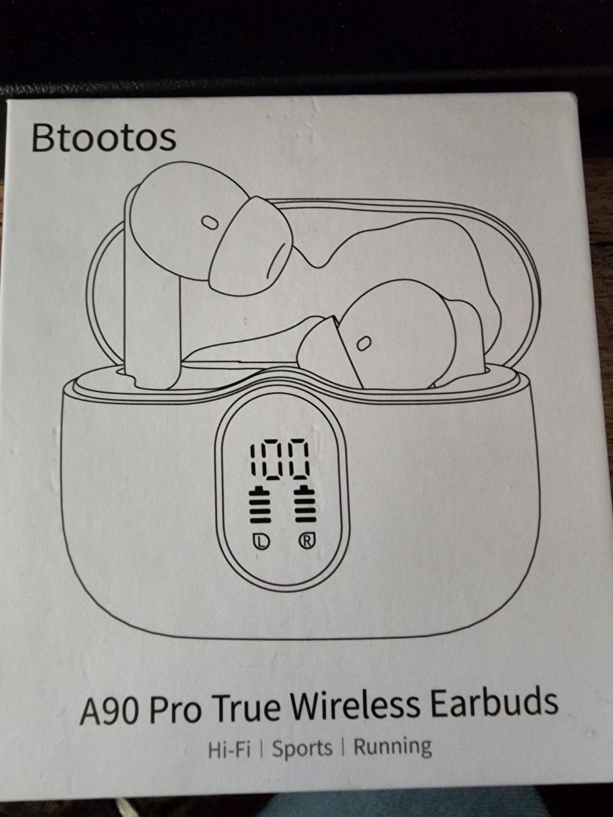 Btootos A90 Pro True Wireless Earbuds w/ Charging Case, Black, Open Box