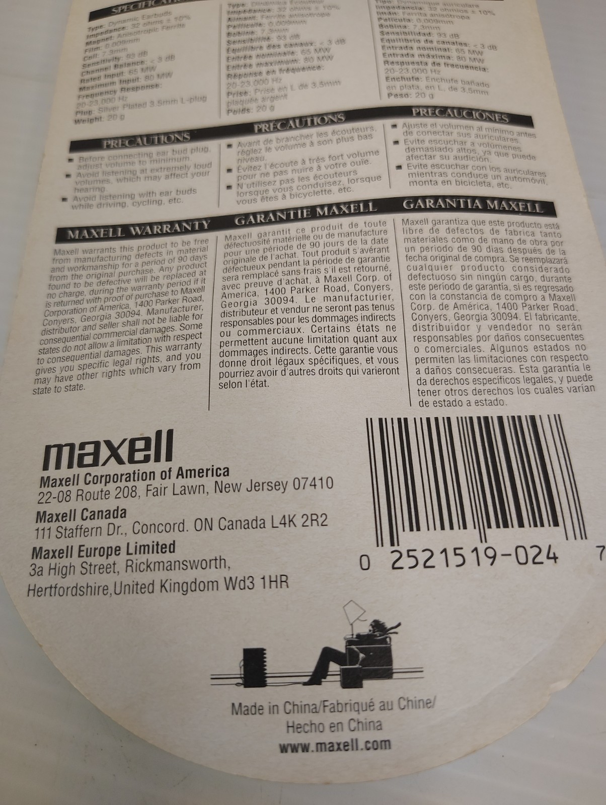 Maxell EB-95 Stereo Earbuds Headphones Vintage New Stock