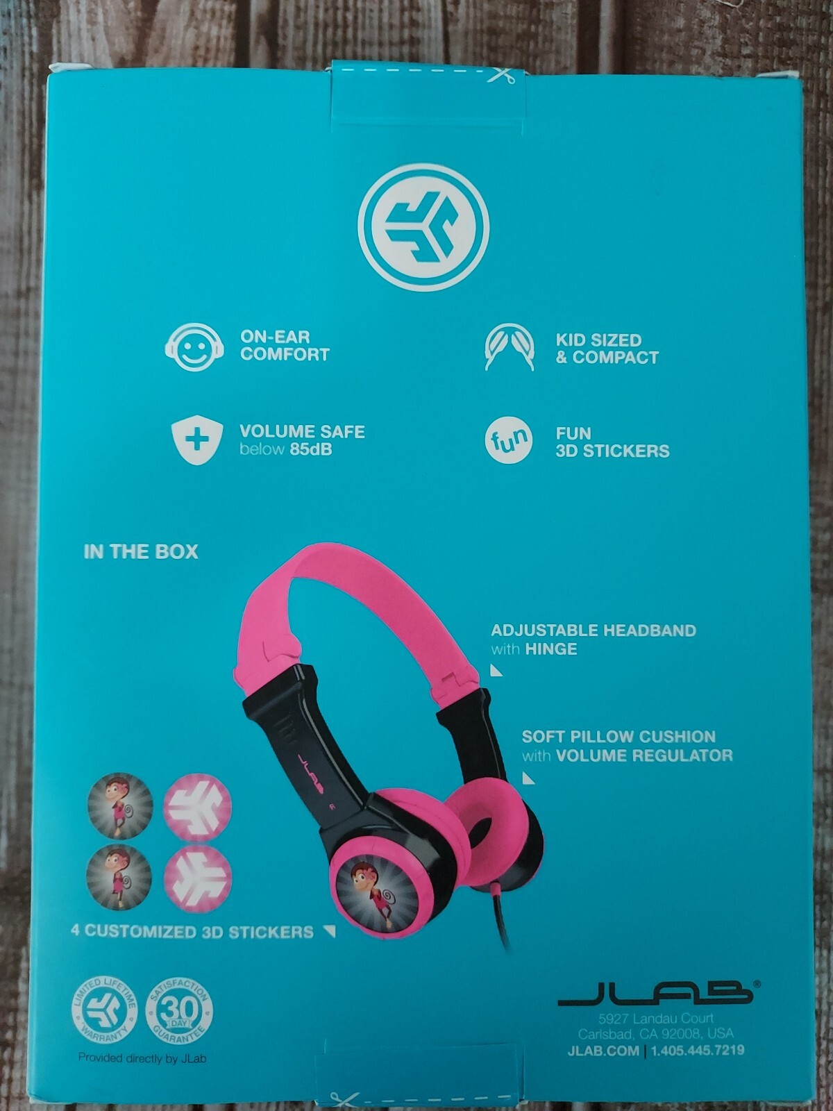 JLab Pink/Black Monkey JBuddies Folding Kids Wired Headphones Ages 2+ NEW