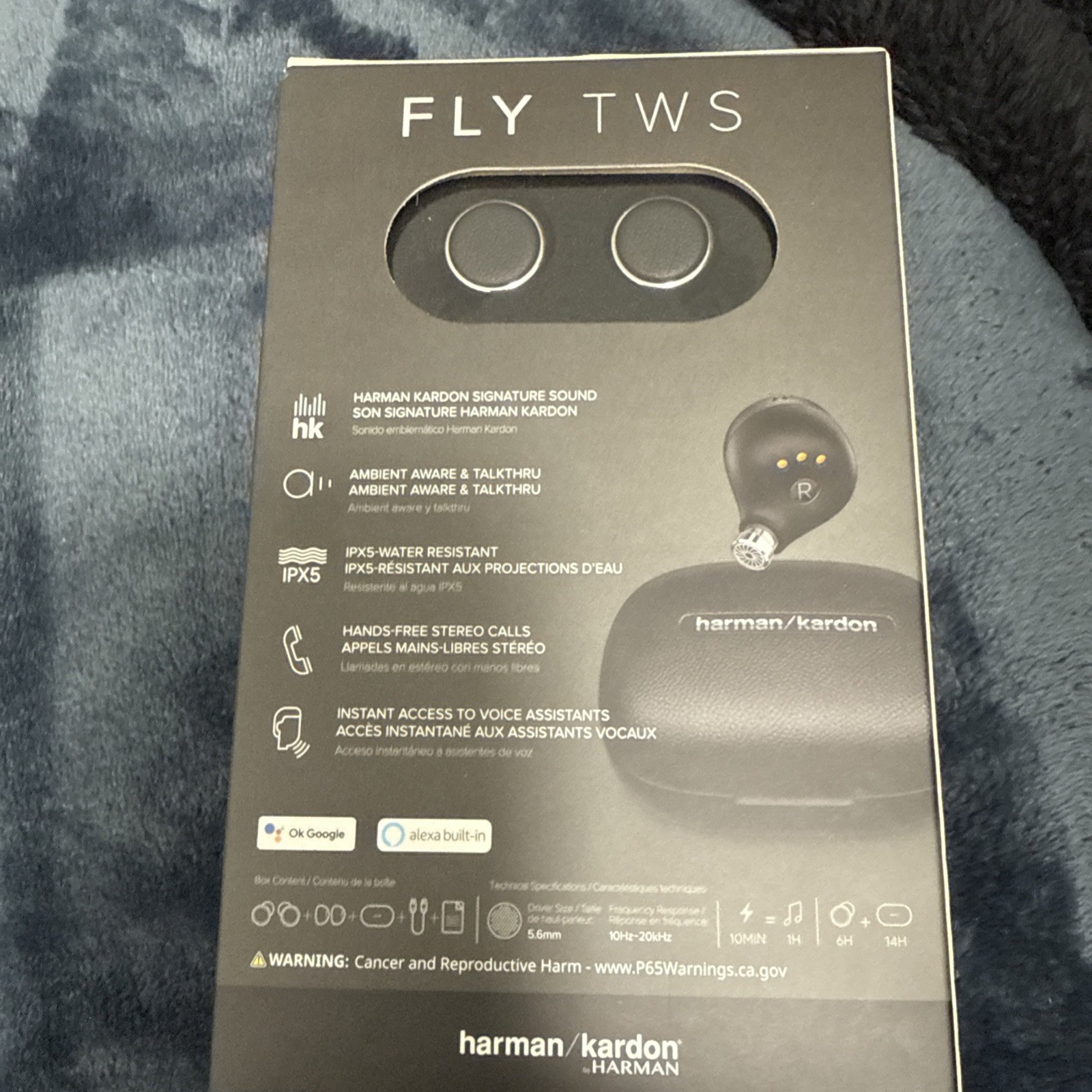 Harman Kardon Fly TWS True Wireless In-Ear Headphones Black -NEW