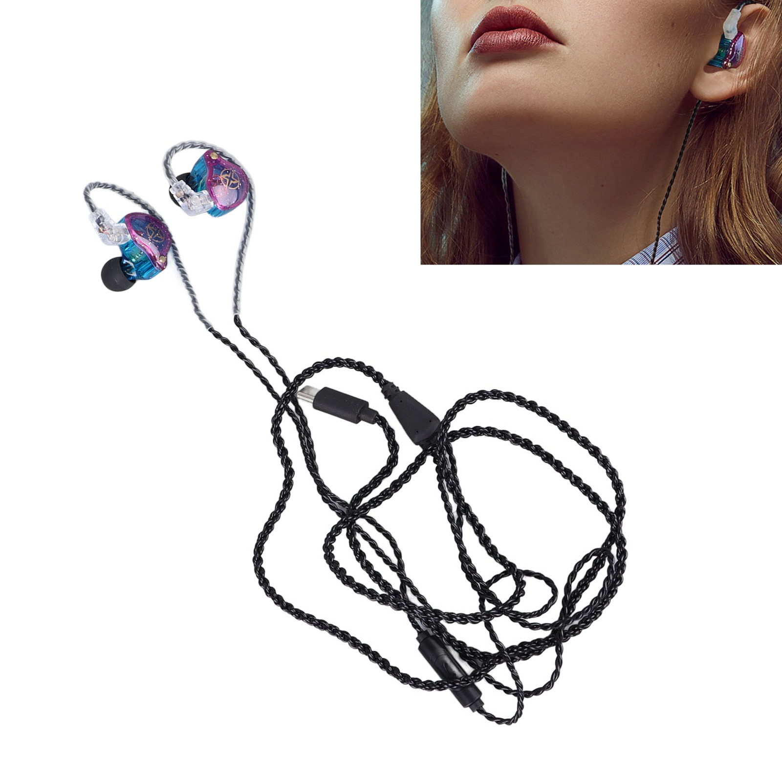 Sports Wired Headphones 0.75mm Dual Pin Port Type C Ergonomic Design Comfor GPRV